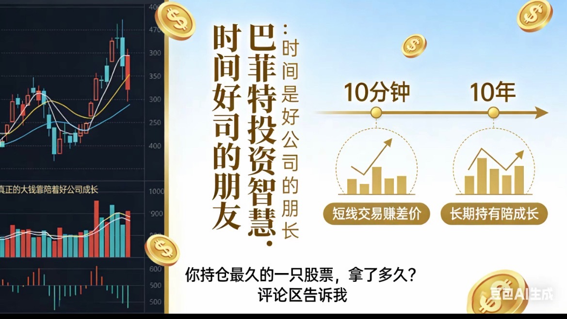 巴菲特说，如果你不想持有一只股票10年，那你连10分钟都不要持有。很多人买股票，