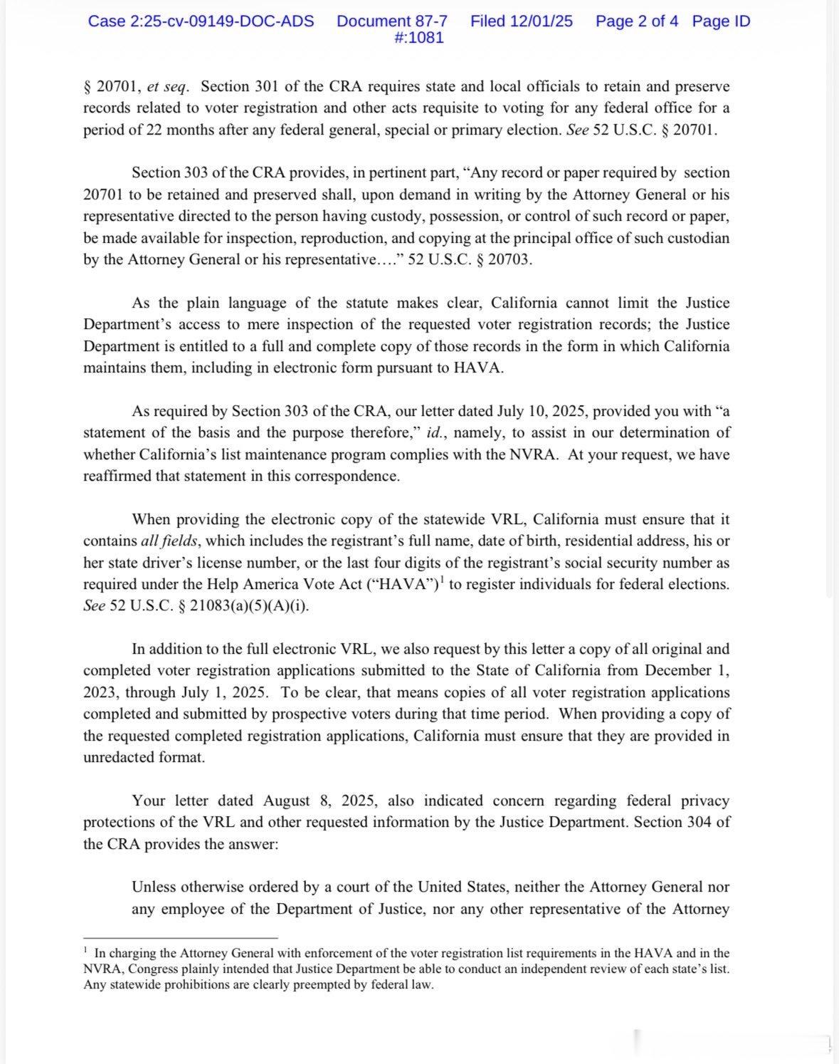 负责选举欺诈调查的美国加州中区联邦检察官办公室（U.S. Attorney’s 