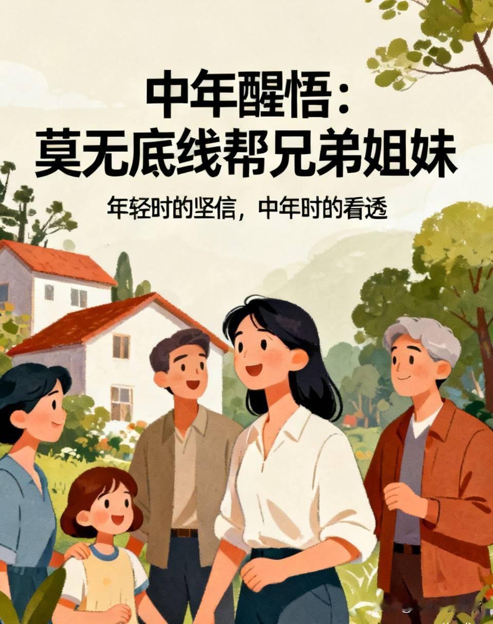 人到中年终于醒悟：不要无底线帮兄弟姐妹

年轻的时候总坚信，我们血脉相连的兄弟姐