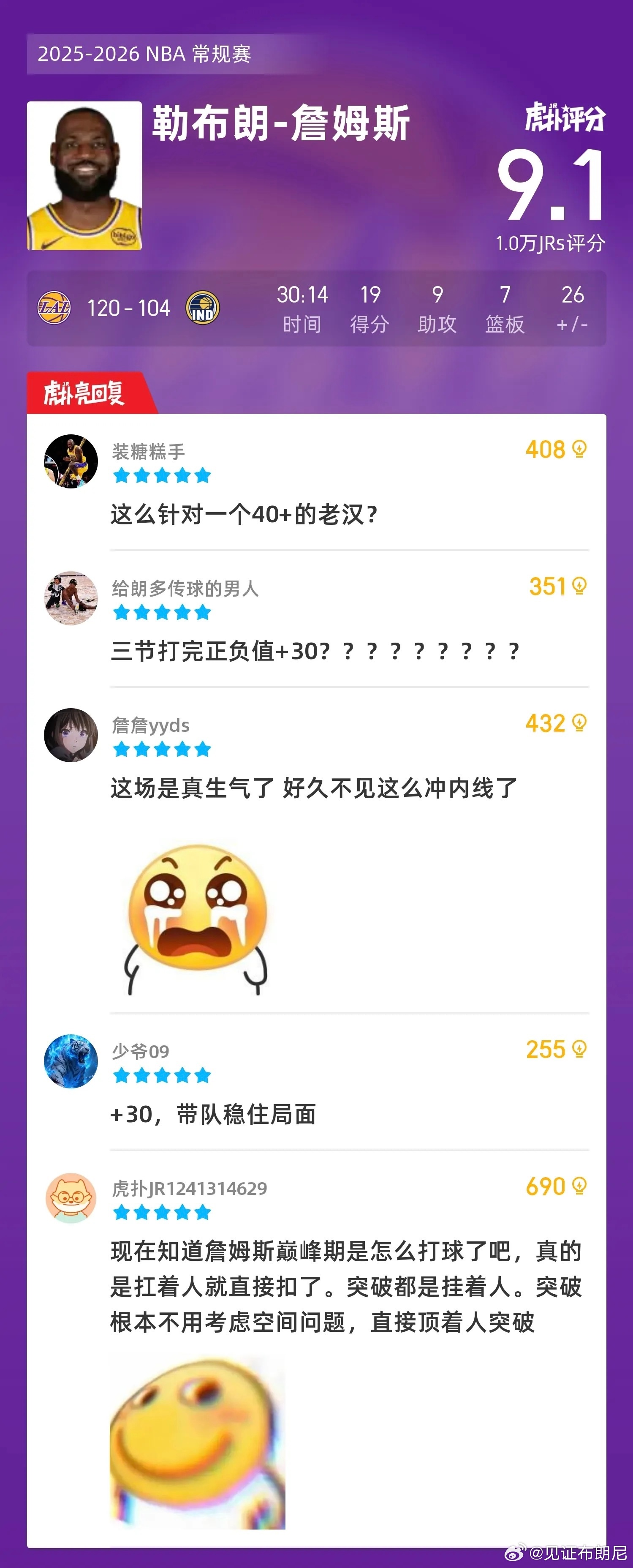 今天不看正负值！湖人vs步行者