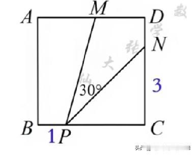 初二几何压轴题，一线三等角模型，正方形边长AB等于多少？