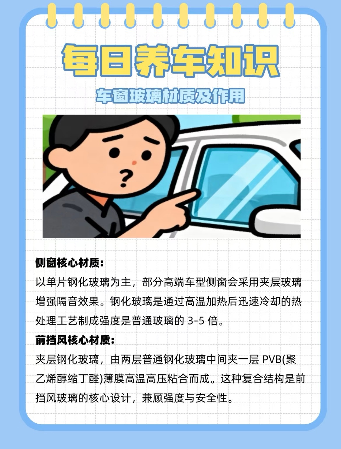 今天才知道，汽车车窗玻璃不是随便选的！不同位置的玻璃材质差很多👇🔍侧窗玻璃：