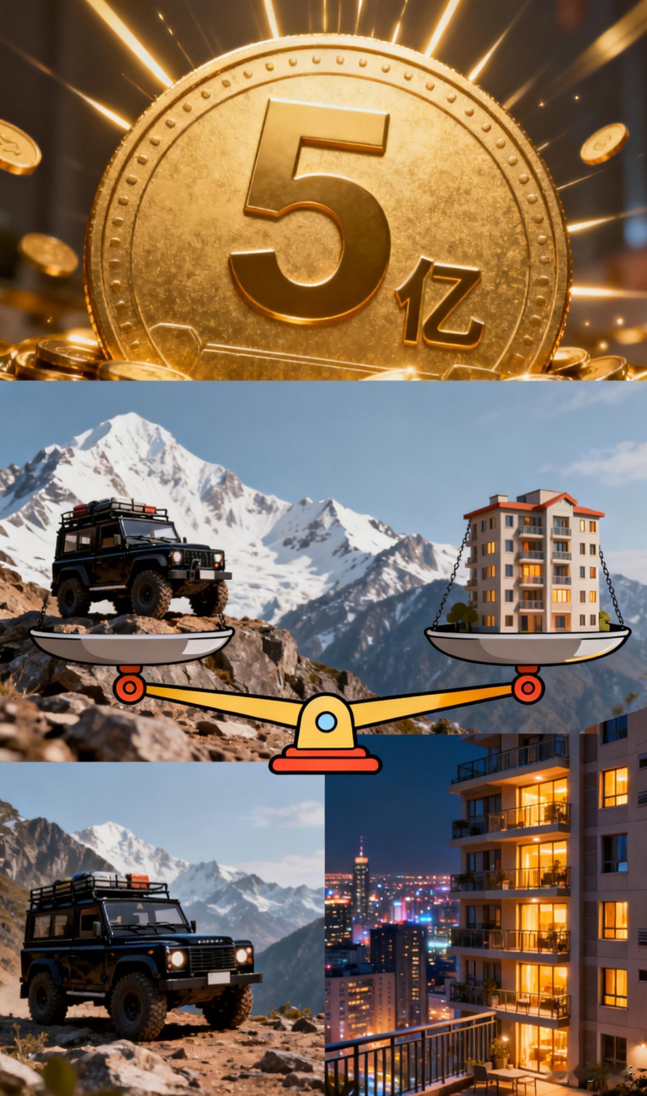 如果你中奖中了5个亿，你会先买车还是先买房？
 
刷到这个问题的瞬间，我猜你和我