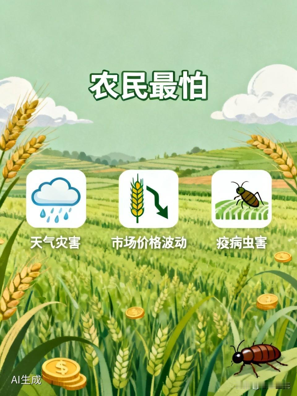 身为农民，最怕的事儿可太多了。首当其冲就是天气灾害，像干旱、洪水、冰雹这些，说来