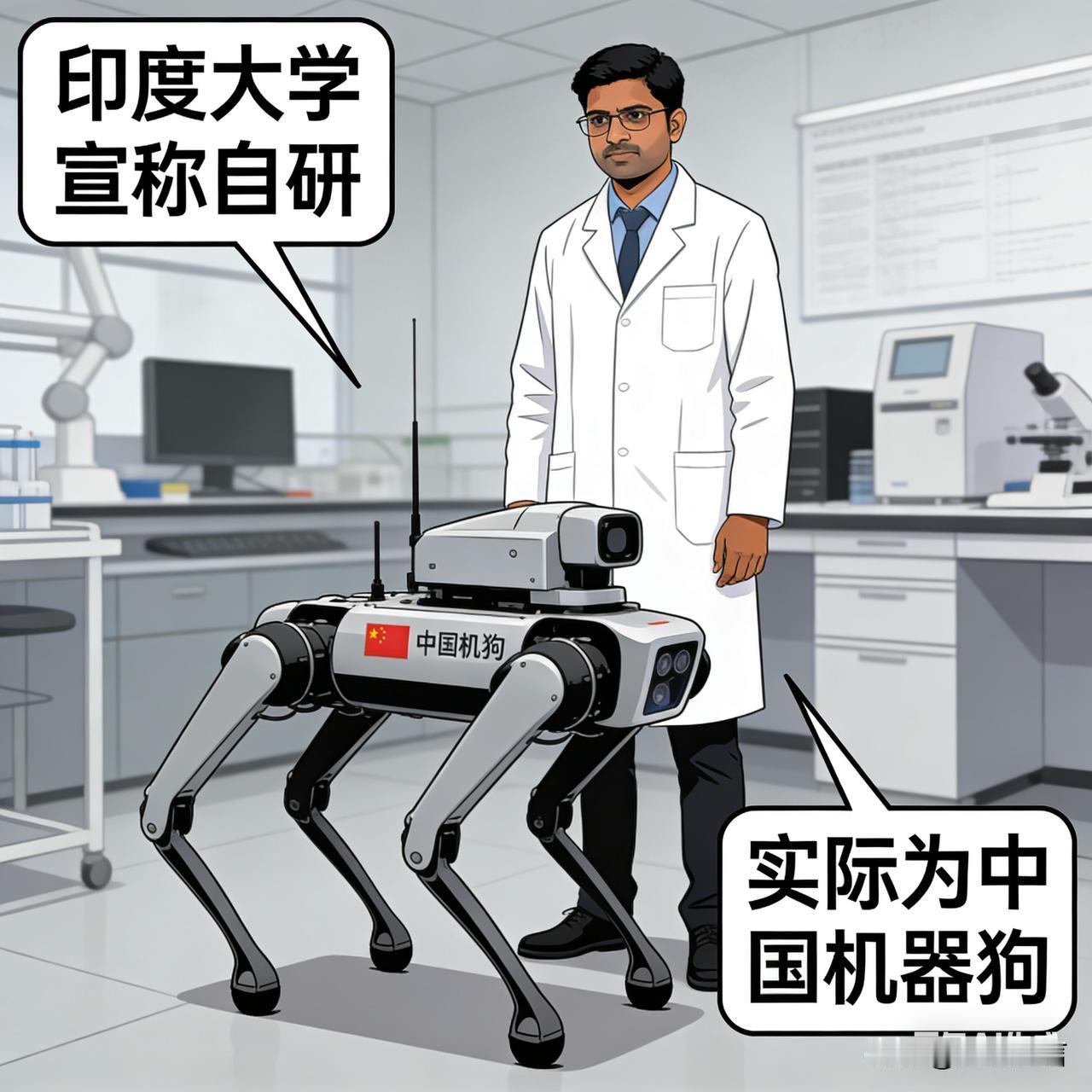 印度大学拿中国机器狗冒充自研，印度一场AI峰会上，一所大学高调展示“自研机器狗”
