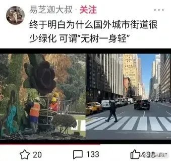 以前的公知：“中国没啥绿化，就知道钢筋水泥，不注重环保，缺少自然。人家外国路边、