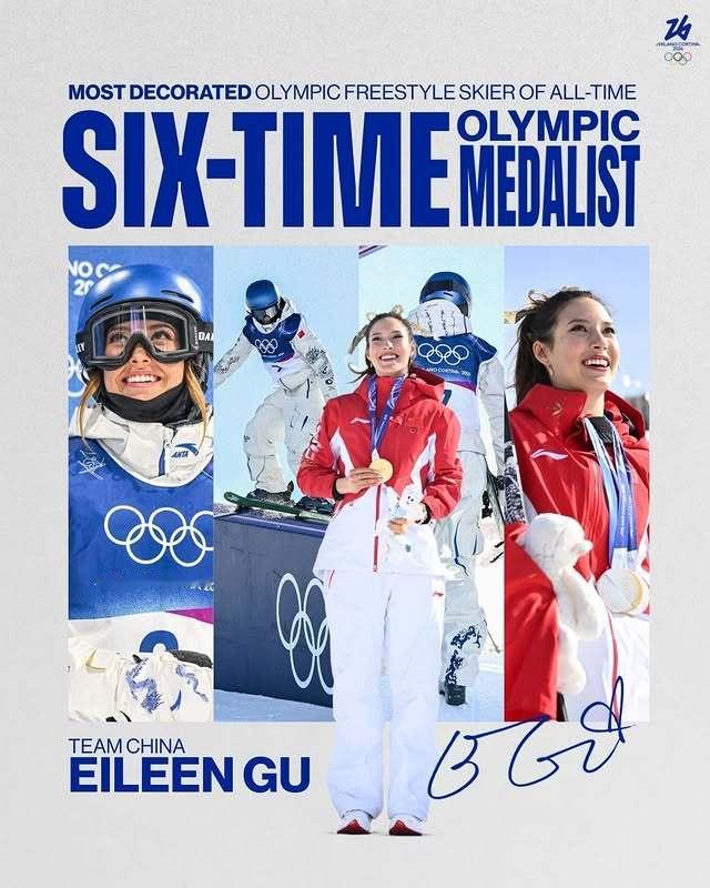 谷爱凌追平王濛冬奥奖牌纪录虽然都是六块奖牌，但应该还是王濛第一，毕竟四块金牌🥇