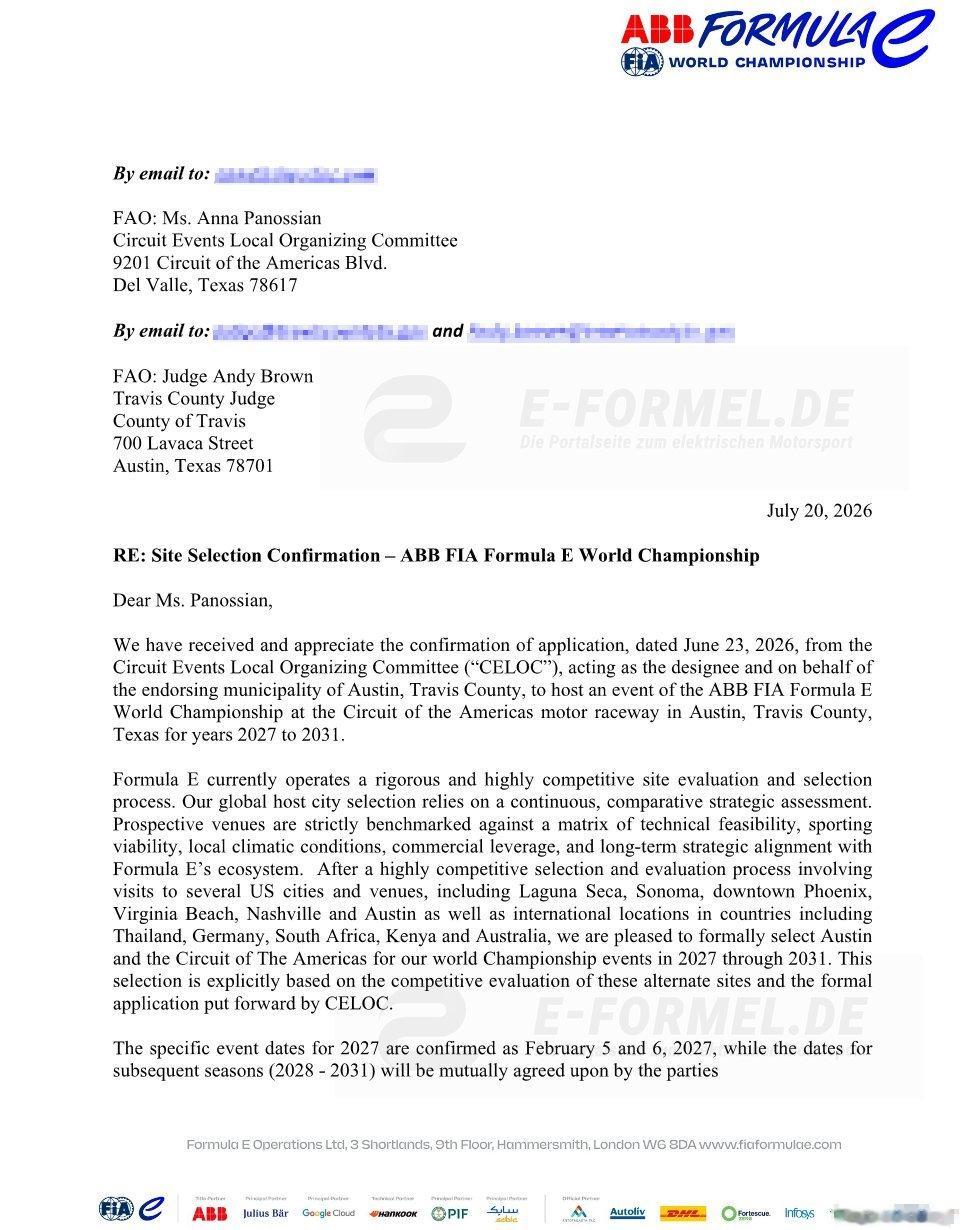 FormulaE[超话] 2027-2031 年 奥斯汀将举办 FE ​​​