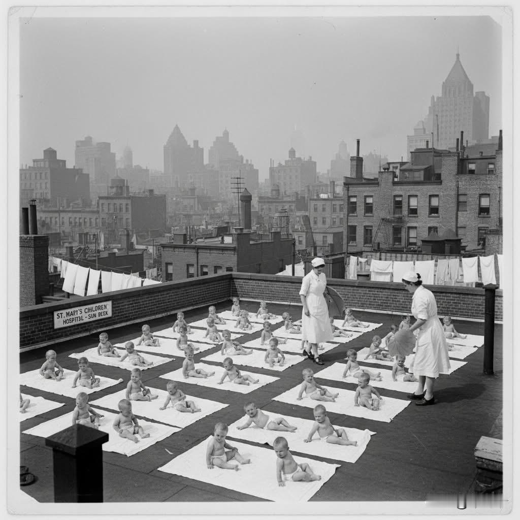 这张照片摄于 1951 年，展示了纽约市皇后区圣玛丽儿童医院（St. Mary'