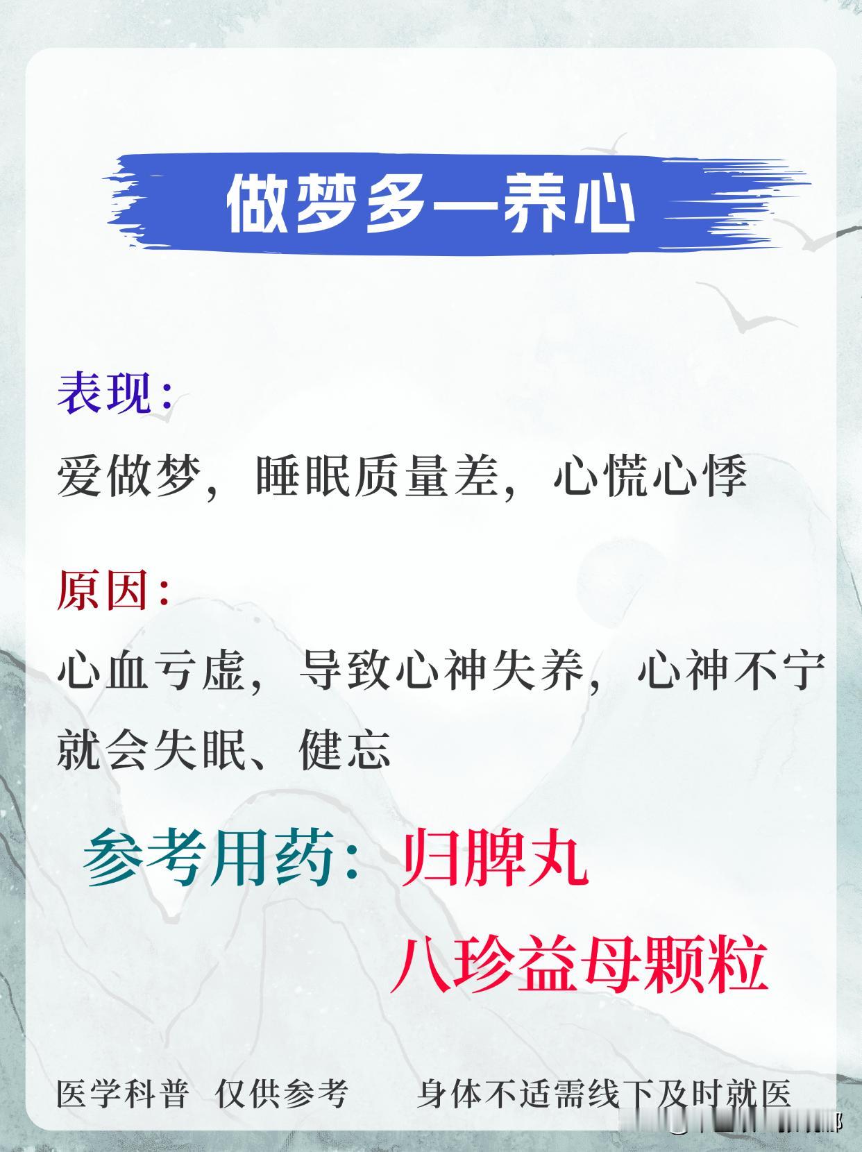 做梦多—养心，睡不着—清肺，容易醒—养脾，入睡难—疏肝，睡不沉—补肾[给力][给