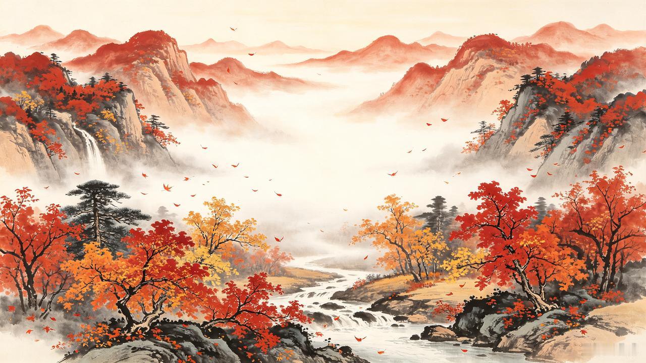 上联：万壑丹枫抒画意，
下联：千峰彩叶舞诗情。
 
对联