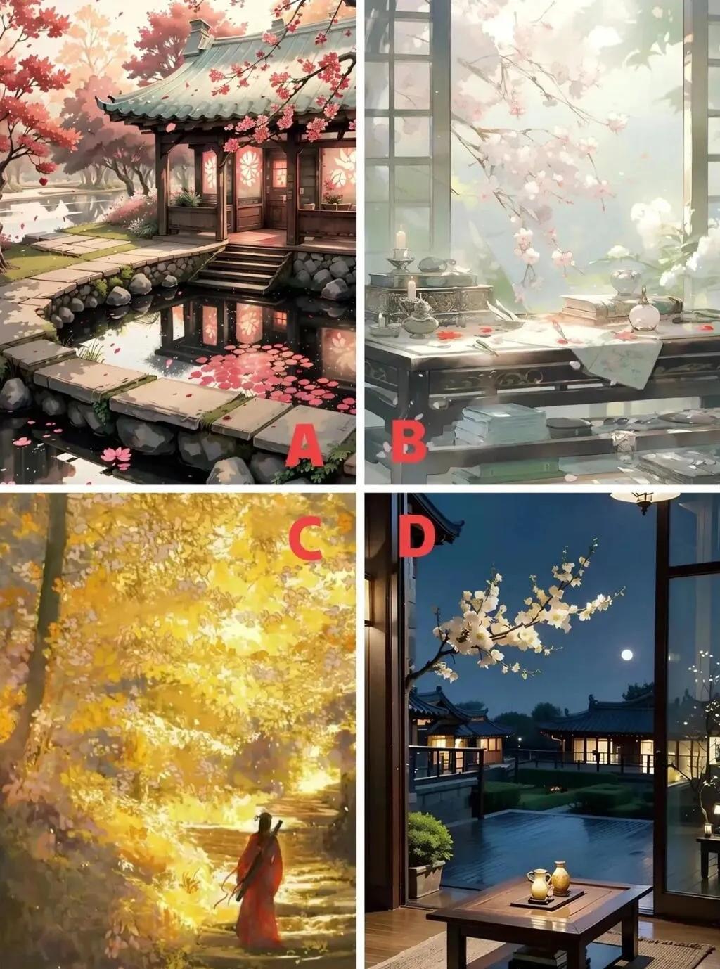 你会是红楼梦中的哪个人物？
心理测试：
你最喜欢哪张图？
测测你最符合红楼梦中的
