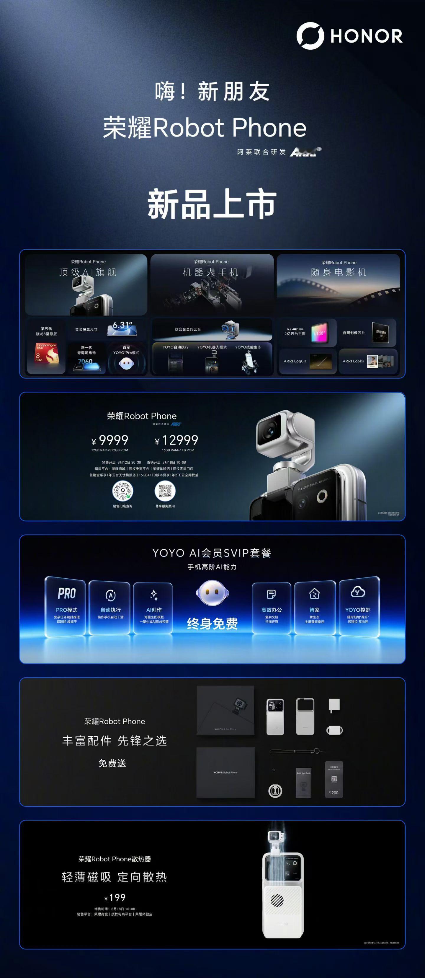 荣耀Robot Phone手机上新，512G版本9999，1TB版本12999。