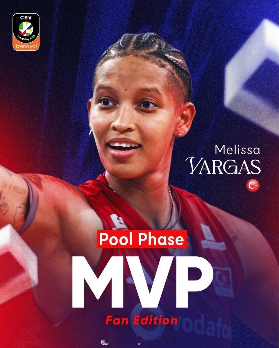 👑 欧锦赛小组赛 MVP 巴尔加斯1. 🇹🇷梅丽莎·巴尔加斯 27%2. 