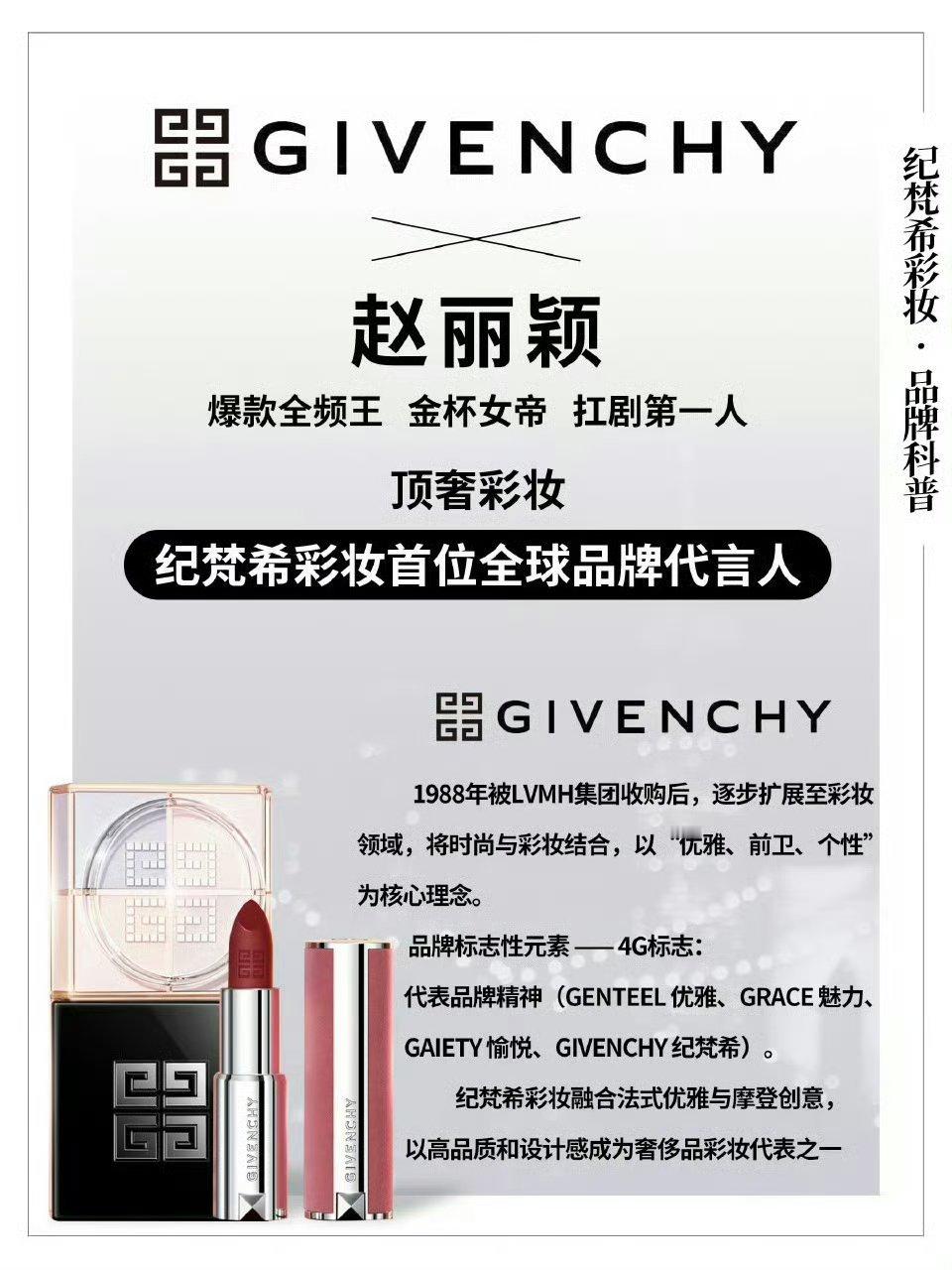 赵丽颖纪梵希彩妆首位全球代言人这个简介好权威 ​​​