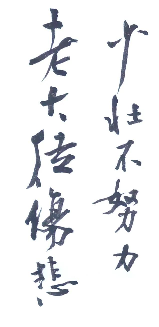 是不是太随意了？
简要点评
行笔洒脱连贯，行气通畅，墨色富有变化，和这首古诗劝勉