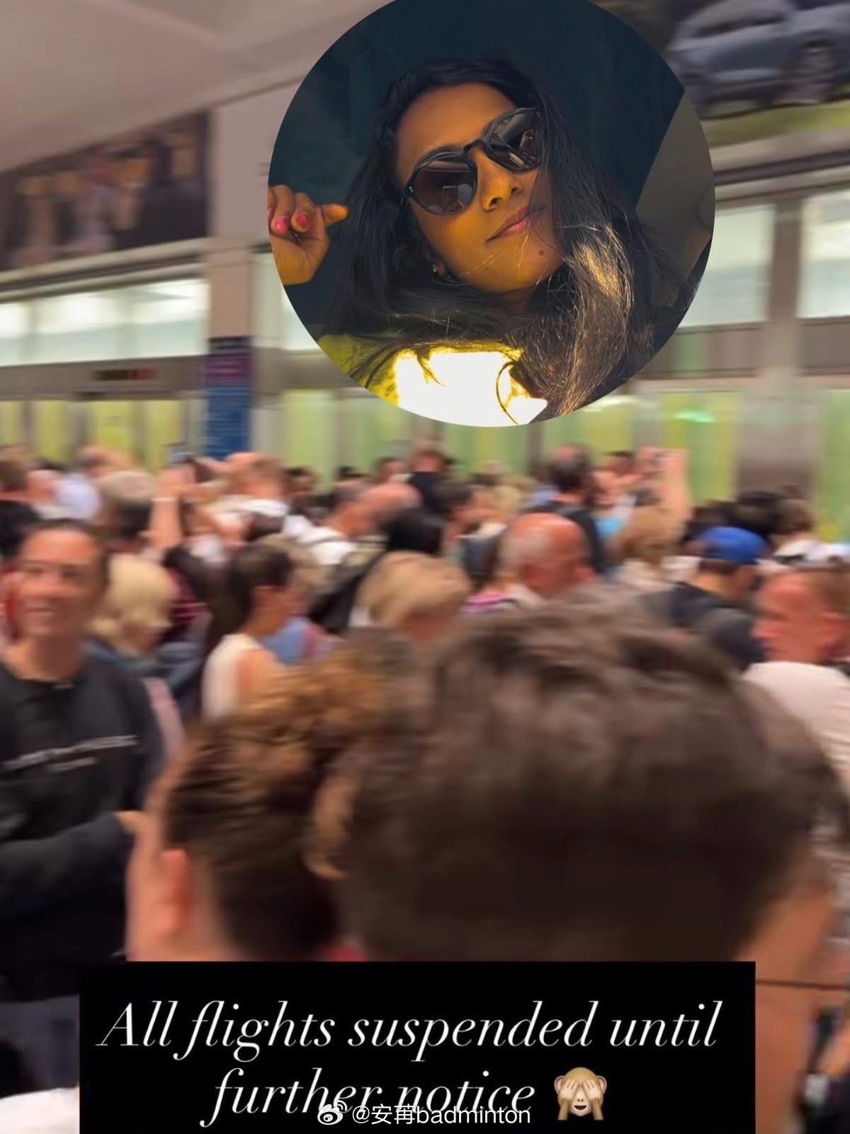 印度🇮🇳羽毛球女单名将辛杜今日凌晨发文称，因航班临时暂停，她仍被困在迪拜机场
