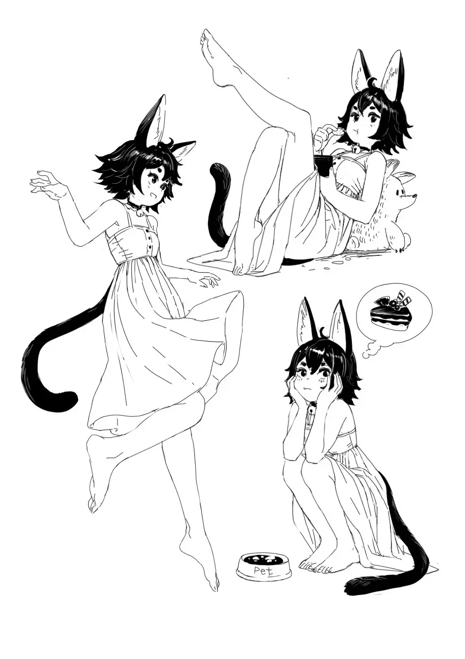 速写练习-收留的小猫娘。