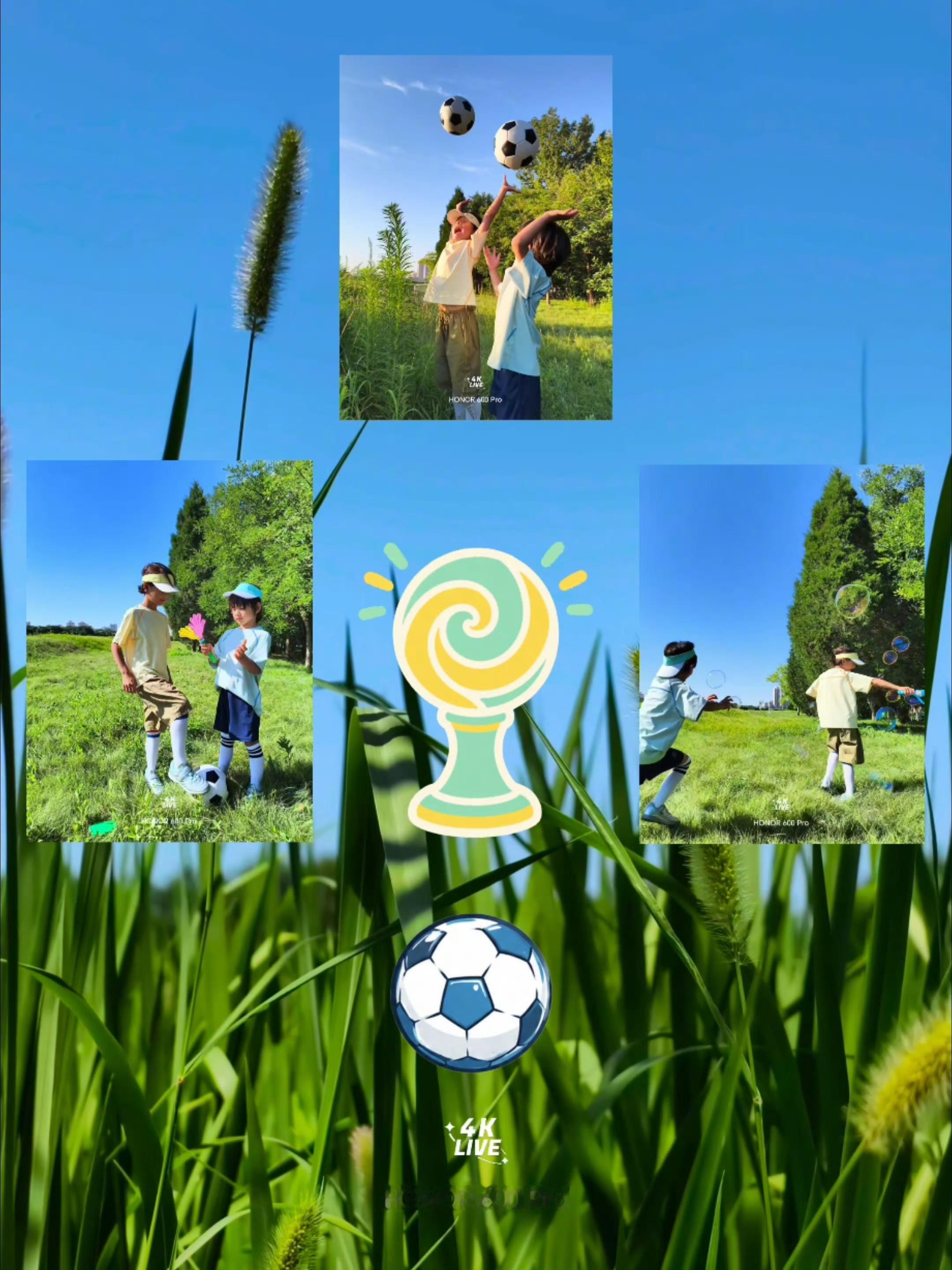 阳光下的草坪全是奔跑的小身影⚽️风掀动球衣的边角，汗珠顺着脸颊滚落，连抬脚射门的