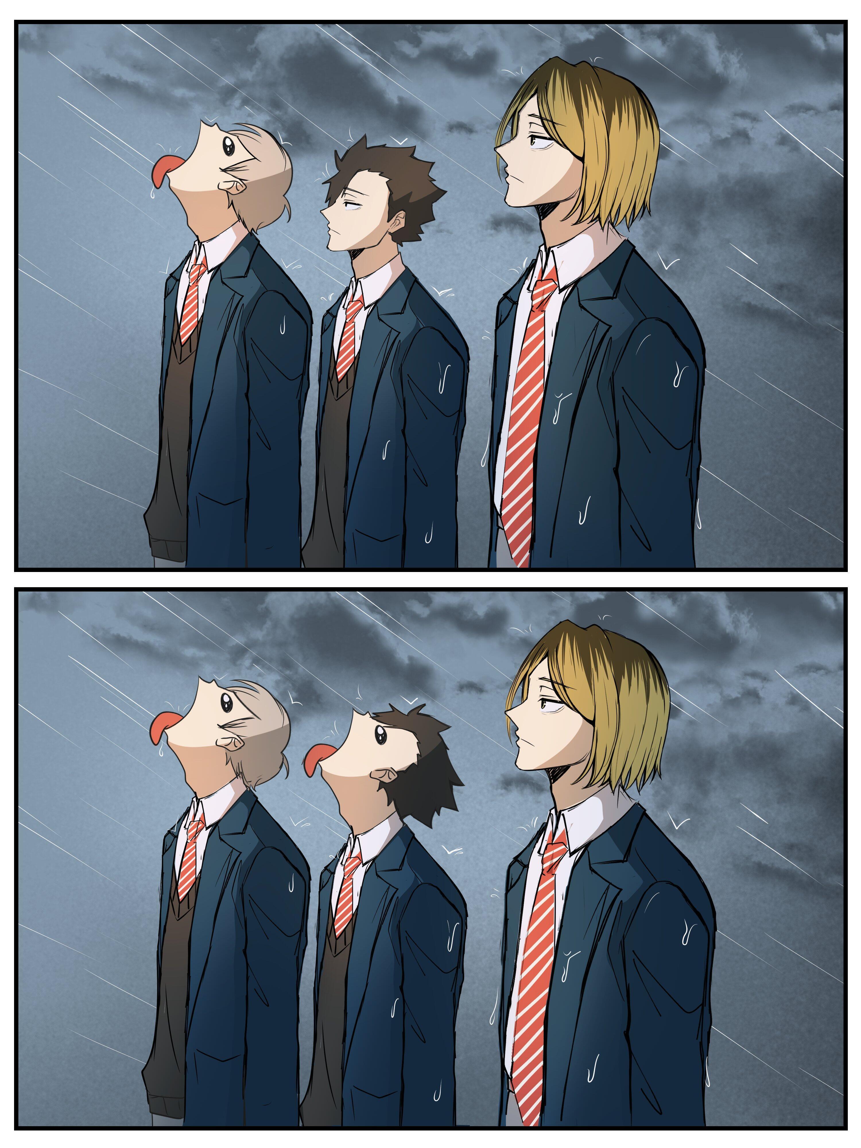#排球少年##漫视界企划# 雨水梗图 研磨：他们在干什么cr：esdawetad