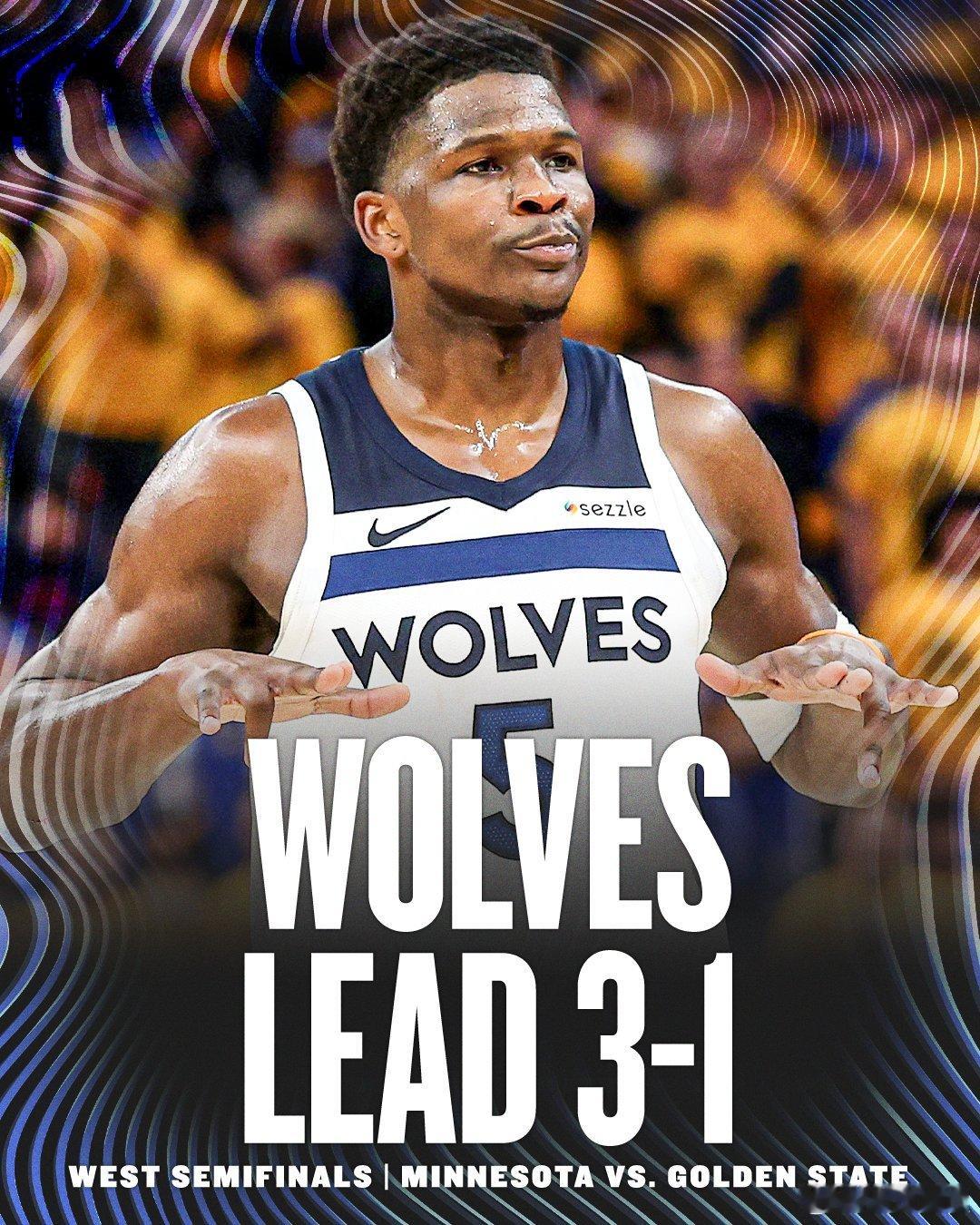 森林狼连胜三场大比分3-1领先勇士，真有点强啊！NBA季后赛 ​​​