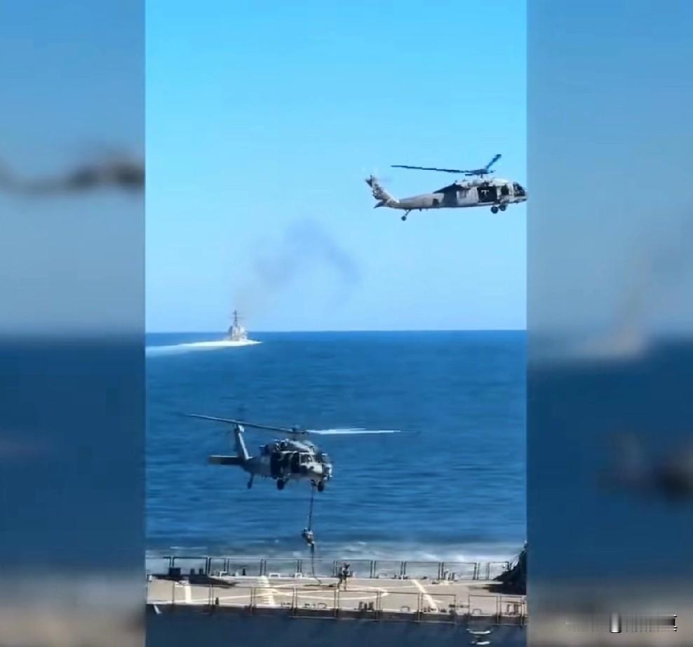 俄罗斯的护航舰队为何不击落登船检查的美军直升机？

贝拉1号还是没有逃脱魔掌，在