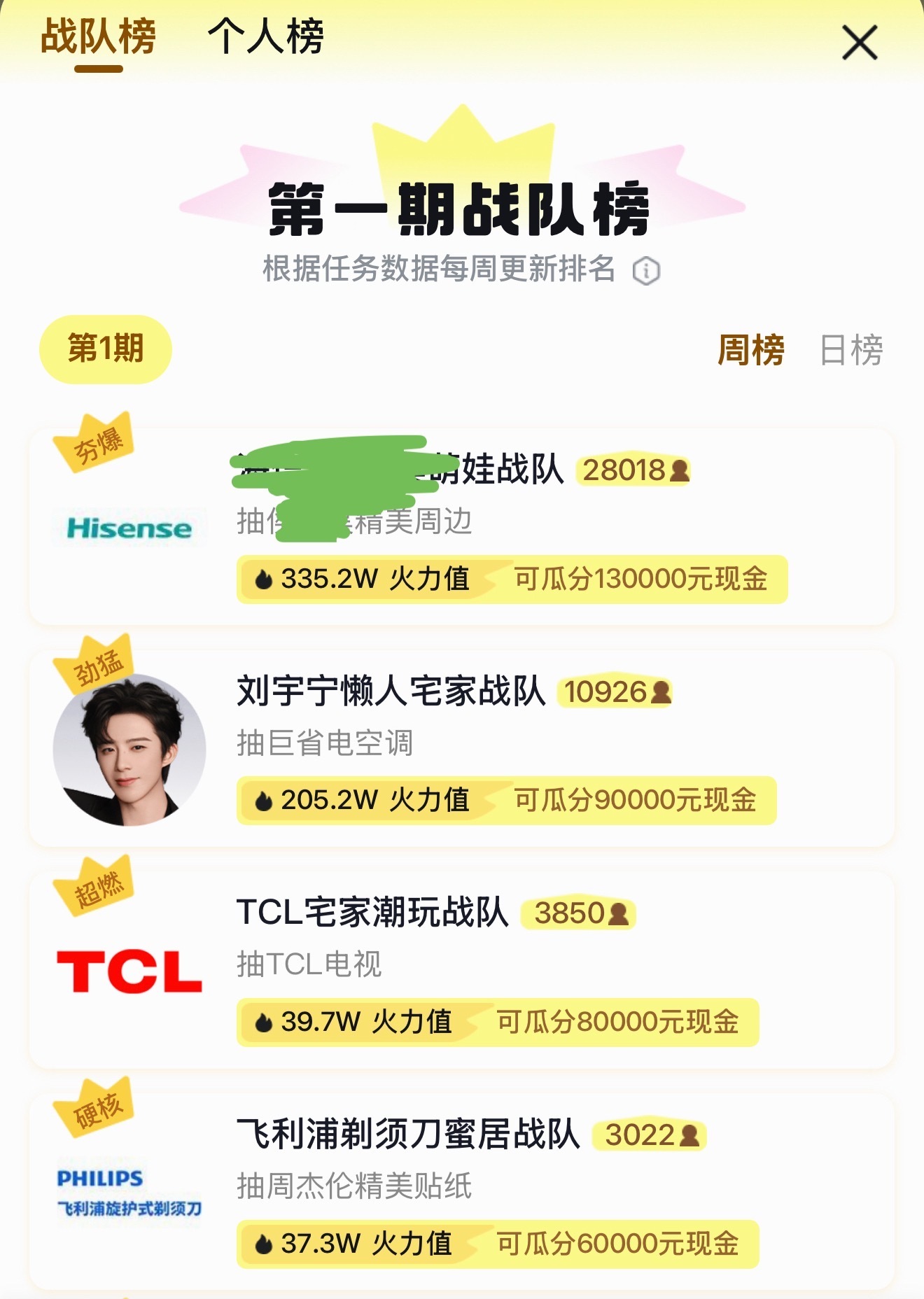 京东这个战队任务做一下吧，目前第二名，就是做任务集火力值就好了～刘宇宁刘宇宁京东