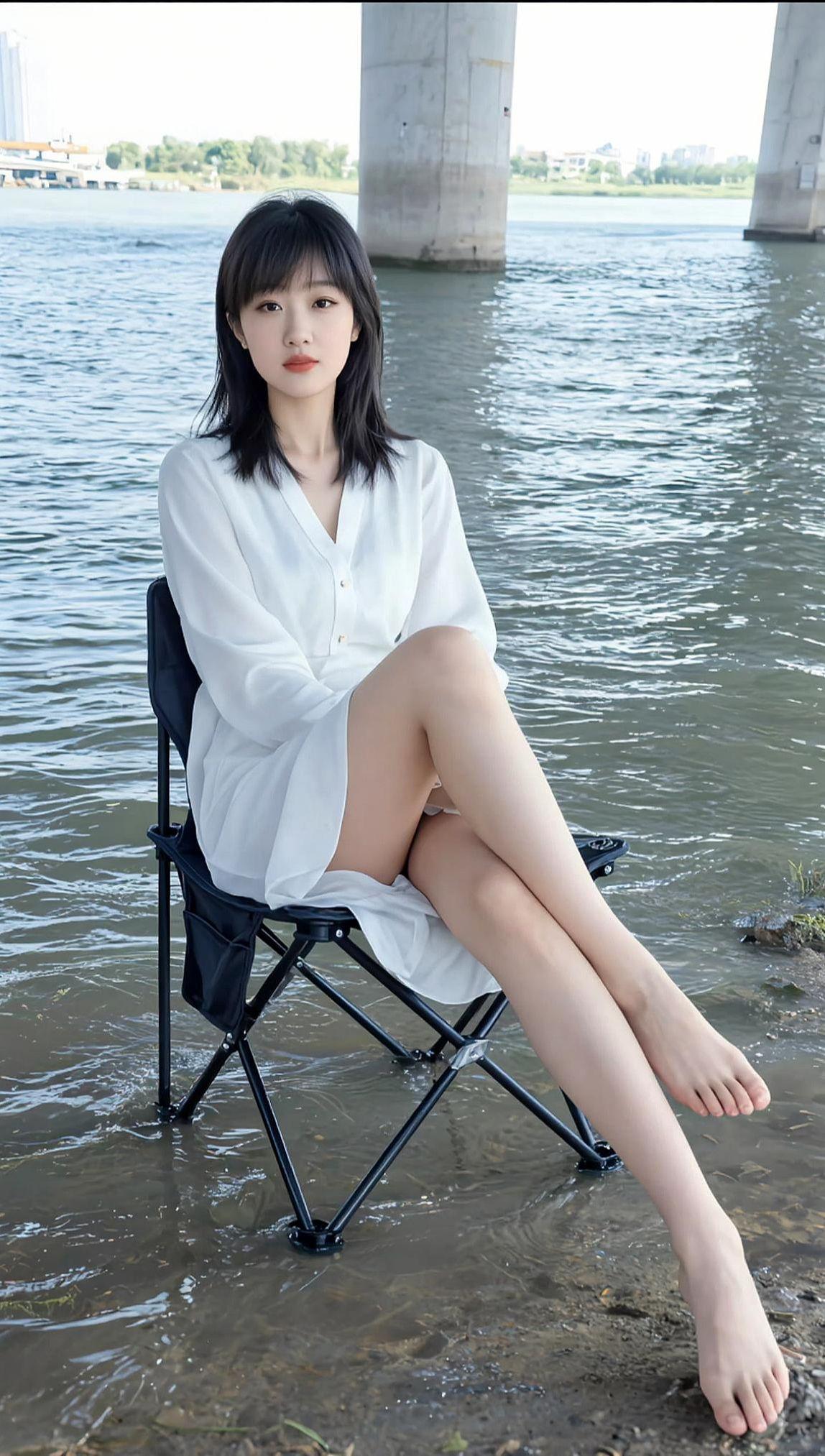 AI白衣水畔照 抖音ai创作