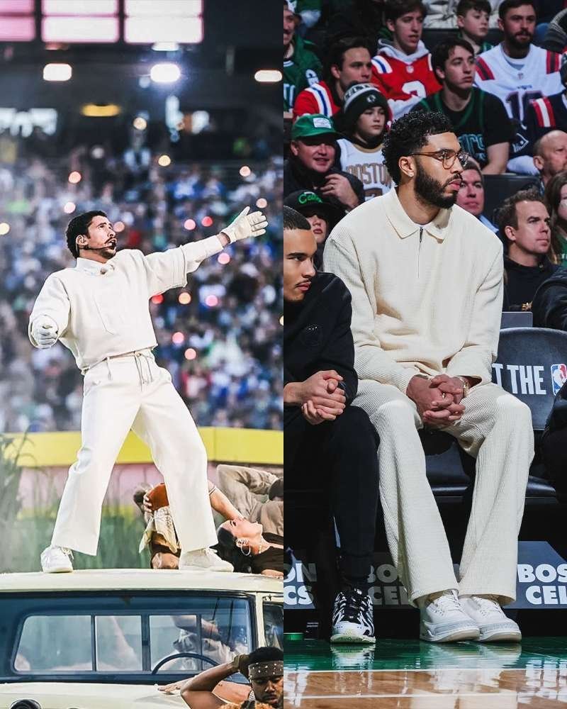 塔图姆撞衫Bad Bunny在今年超级碗中场秀上的造型，这是致敬虚假的波多黎各一