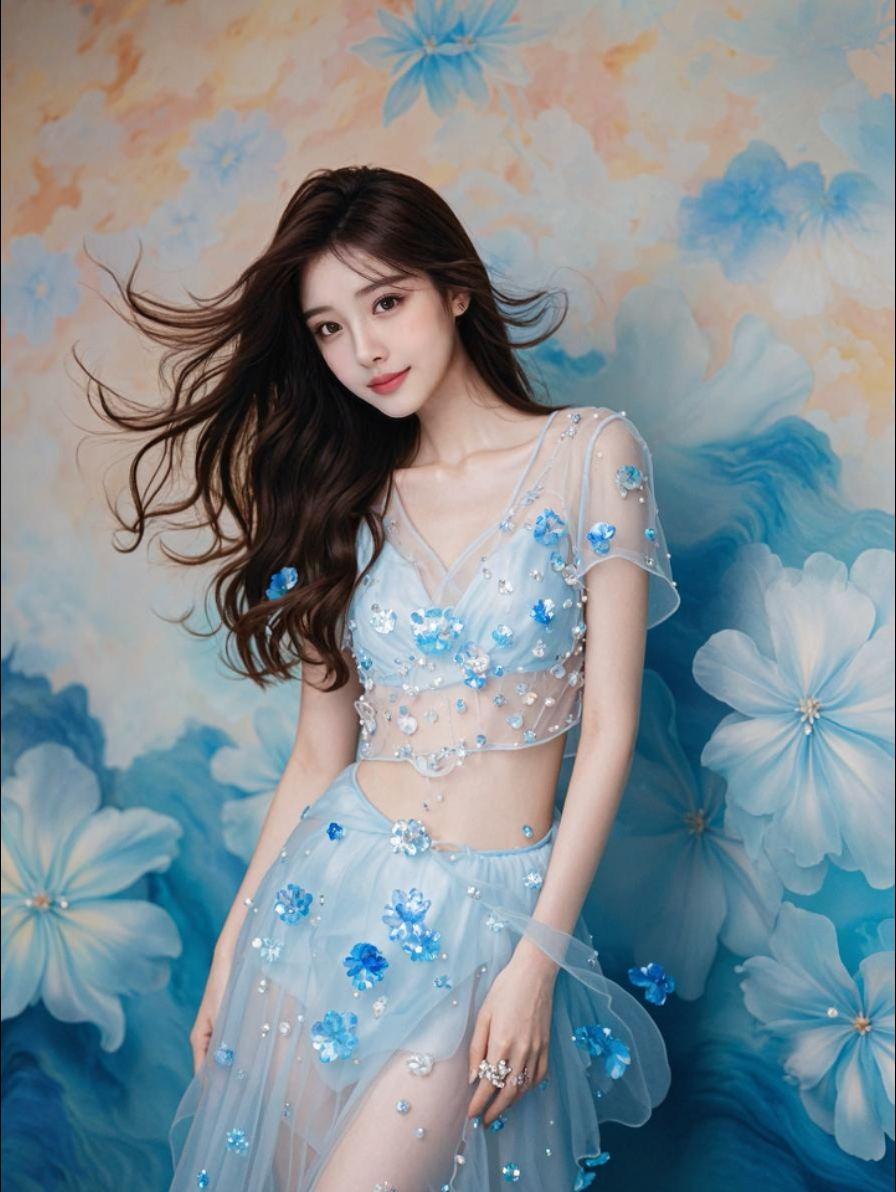 AI梦幻蓝纱绮梦 原来ai写真可以这么美 人生总得有一套ai写真吧 谁...