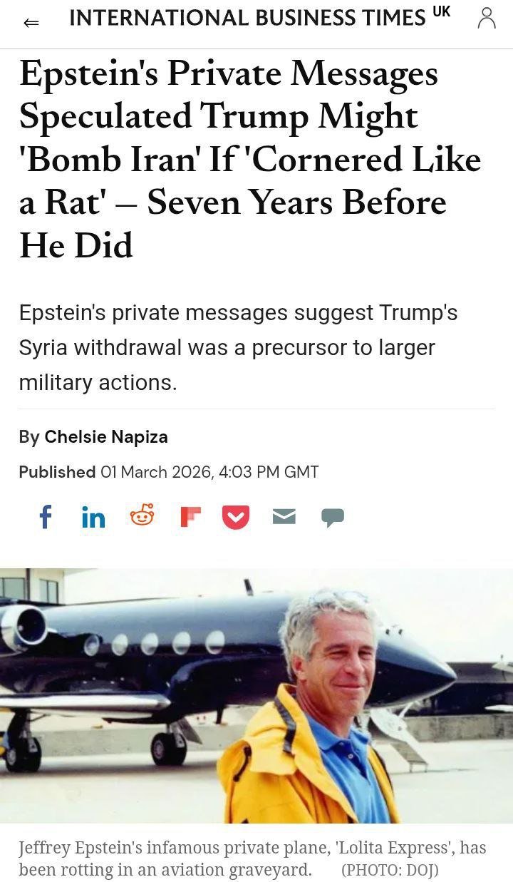 英国《国际商业时报》在爱泼斯坦的信件中发现了一段残缺的内容，其中他暗示，面临政治