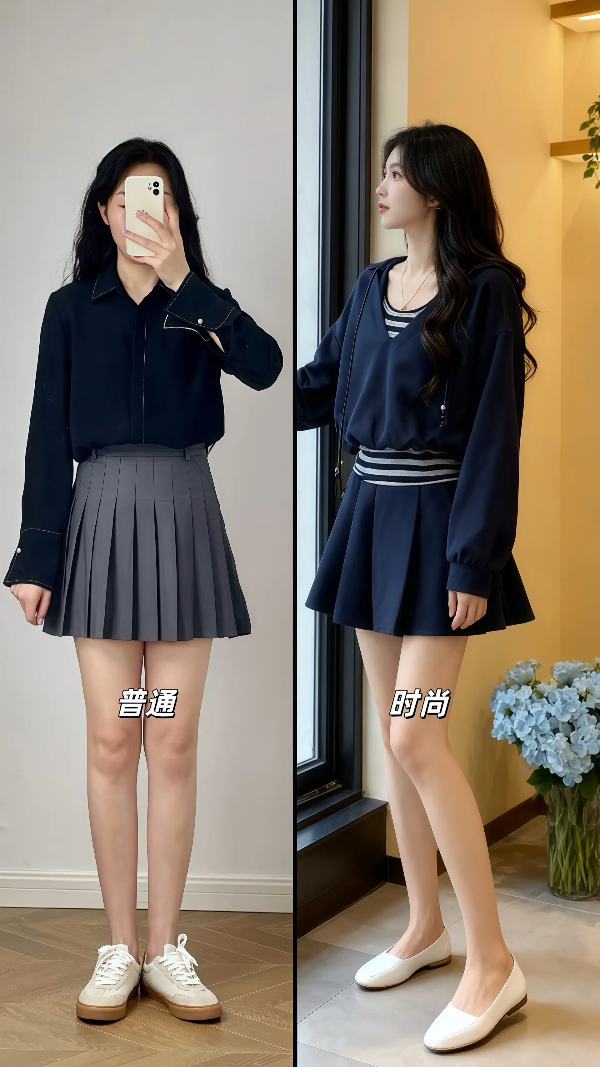 她穿着假两件时尚卫衣套装，站在女装店落地窗前，成了秋日里最生动的注脚。...