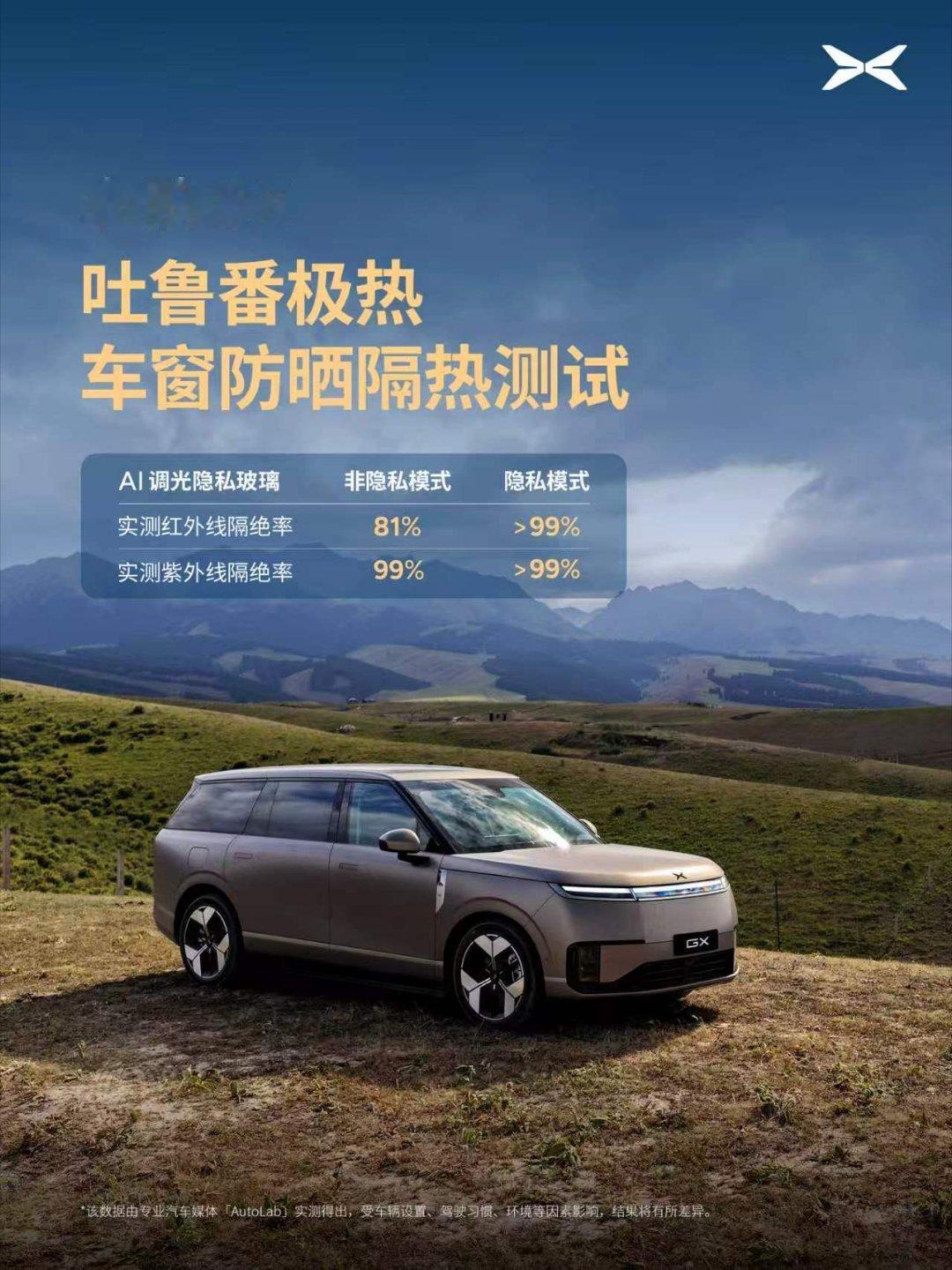 小鹏GX成功挑战吐鲁番七大极热测试小鹏GX吐鲁番正午暴晒紫外线隔绝率超99%小鹏