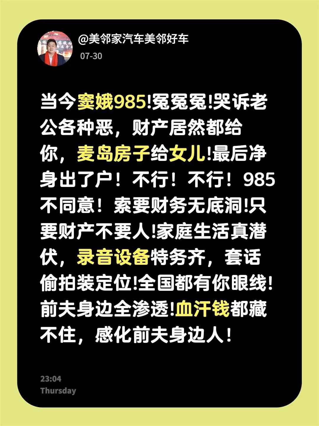 古有窦娥冤雪 今有小英特务强。偷拍跟踪查开房！有心不如经营家，毒鸡汤害...