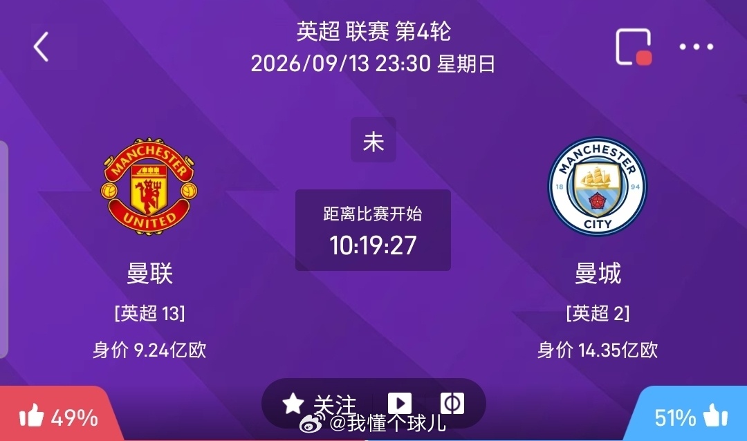 【足球】周日013英超方向：曼联vs曼城英超：曼联VS曼城时间：2026-09-