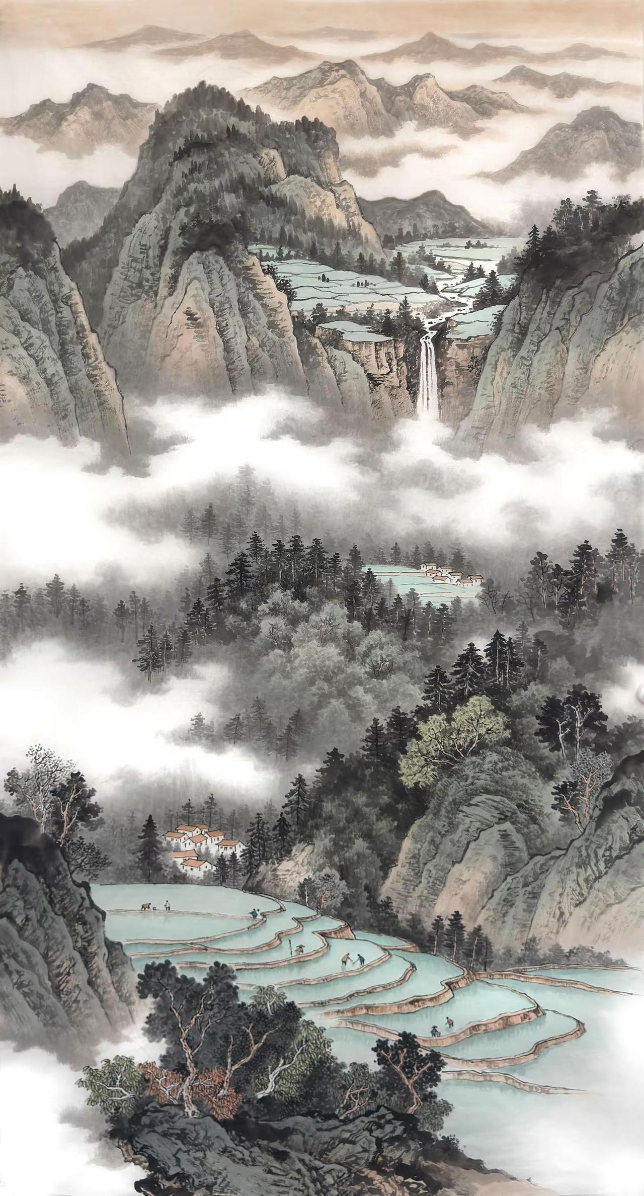 千山纳福。玄关山水创作者中心 创作灵感 水墨山水画 传统国画作品
