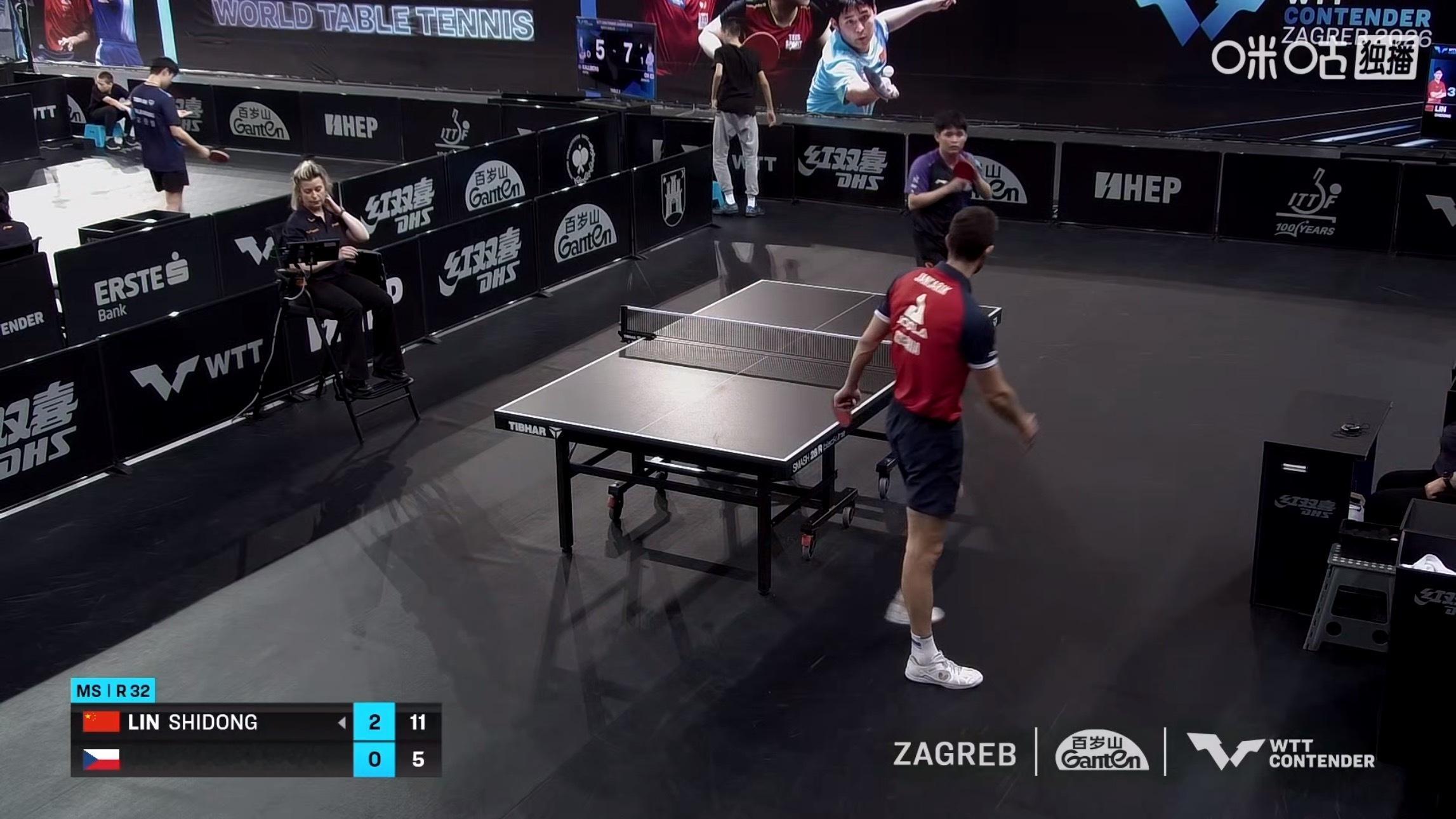 林诗栋3比0扬察里克(11-9，11-3，11-5)晋级WTT常规挑战赛萨格勒布