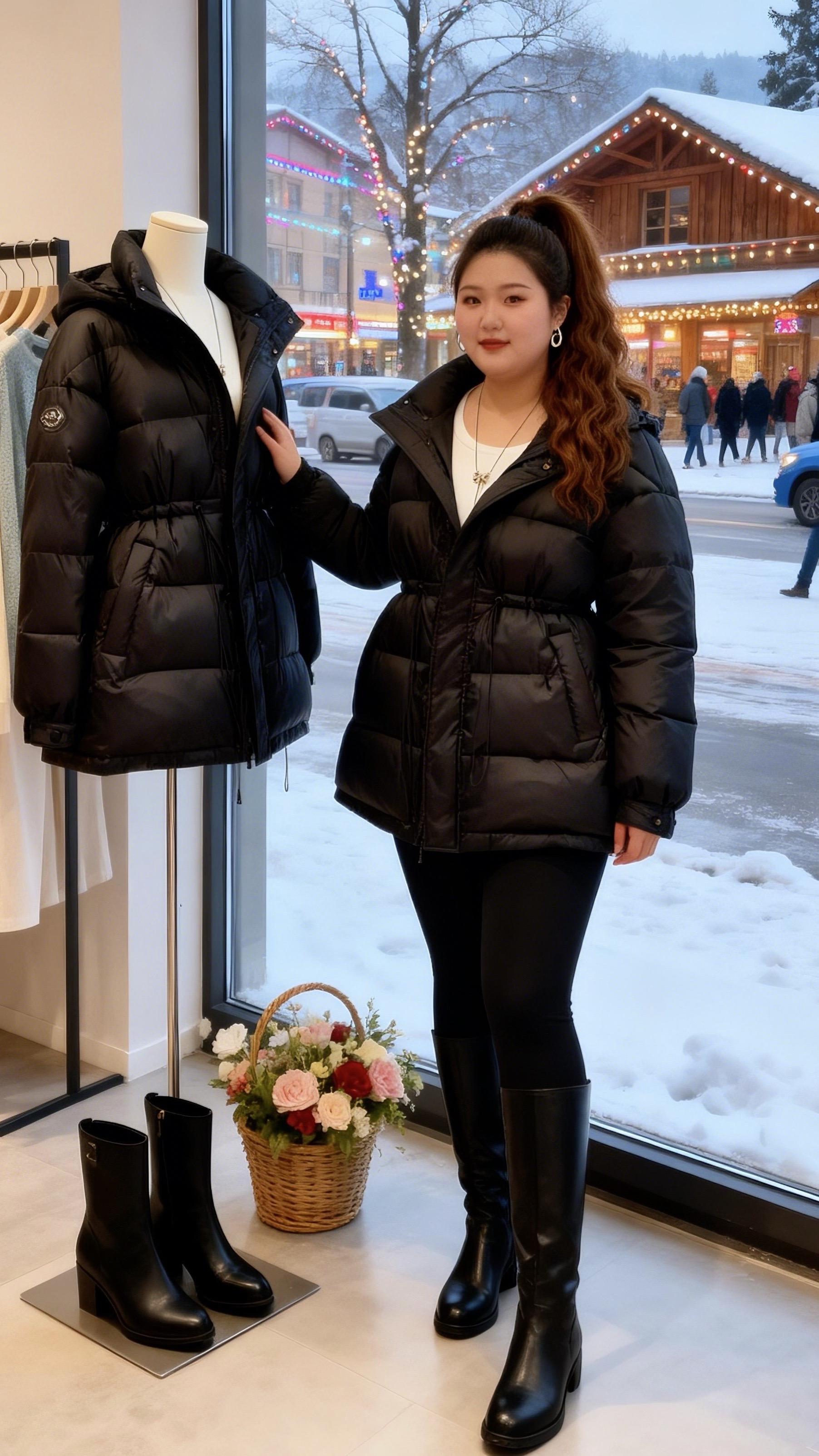 大码女装 毛毛外套 保暖又好看 时尚休闲穿搭 我的初雪穿搭准备好啦