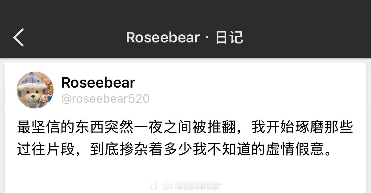最坚信的东西突然一夜之间被推翻，我开始琢磨那些过往片段，到底掺杂着多少我不知道的