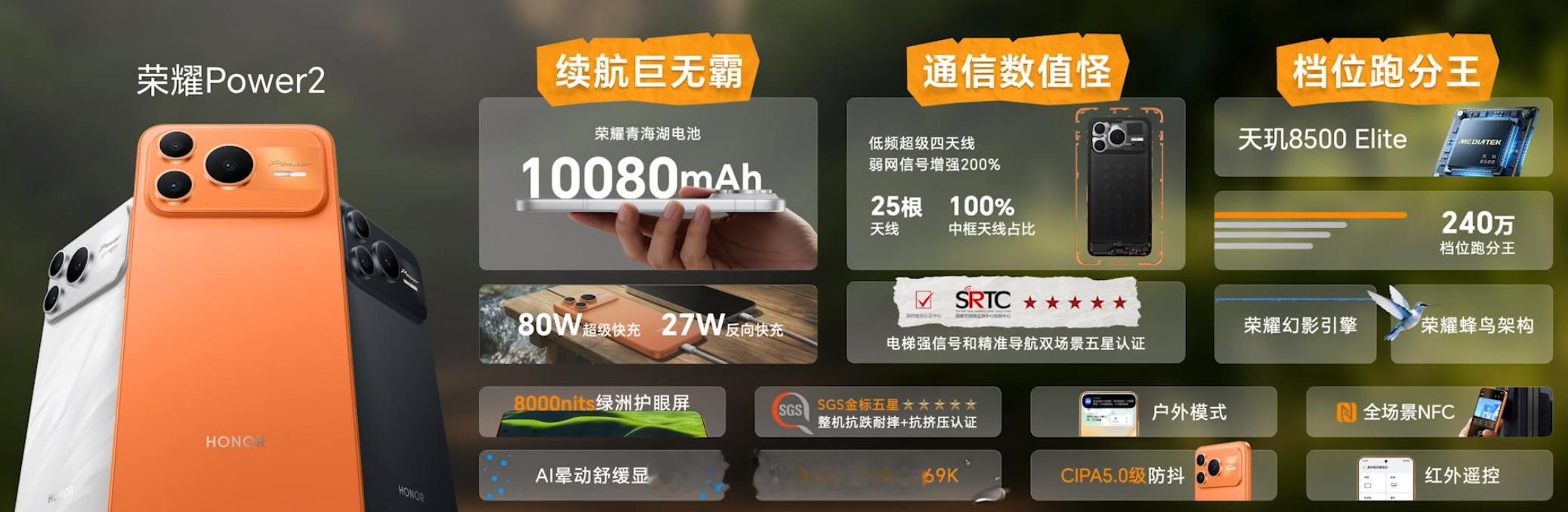 荣耀 Power2 配置：首发天玑 8500 Elite 芯片，冰封液冷散热系统