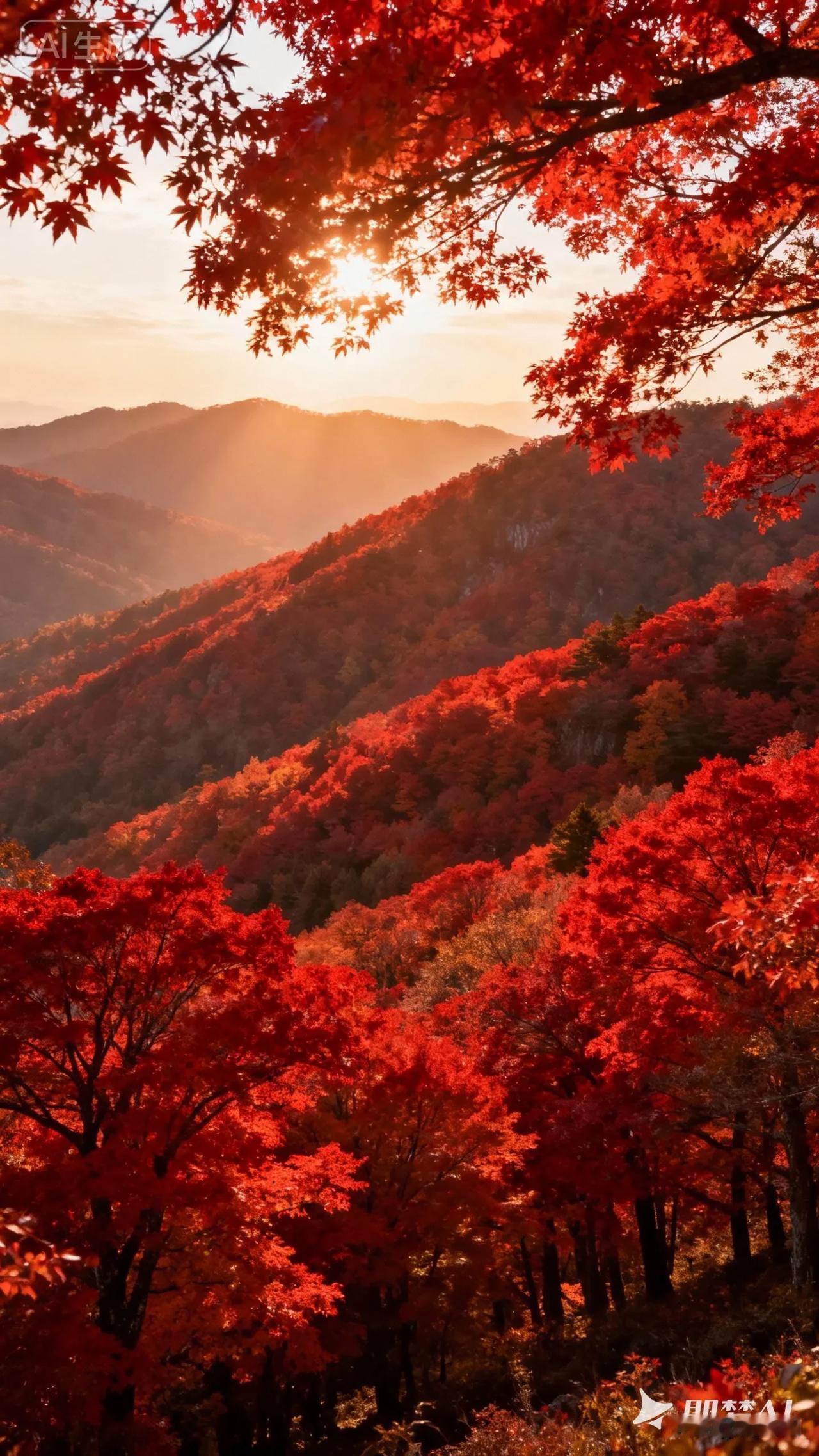 上联：枫染千山，醉染秋光浓烈
下联：雁横万里，长横暮色苍茫
横批：深秋如画
