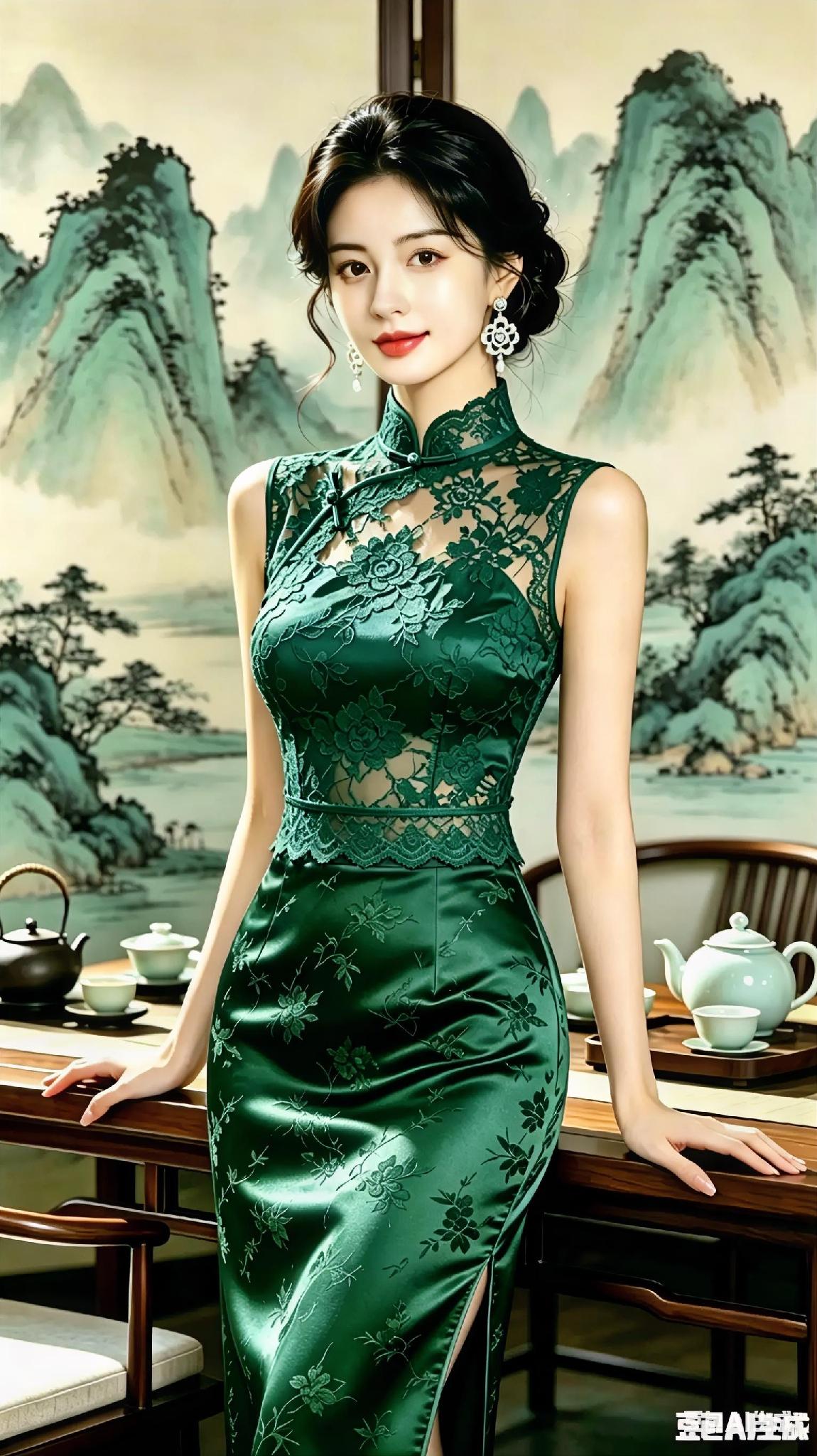 丝绸裹身，曲线是山河；步履轻移，风情在眼底。

旗袍的美，在于那份含蓄的张扬，端