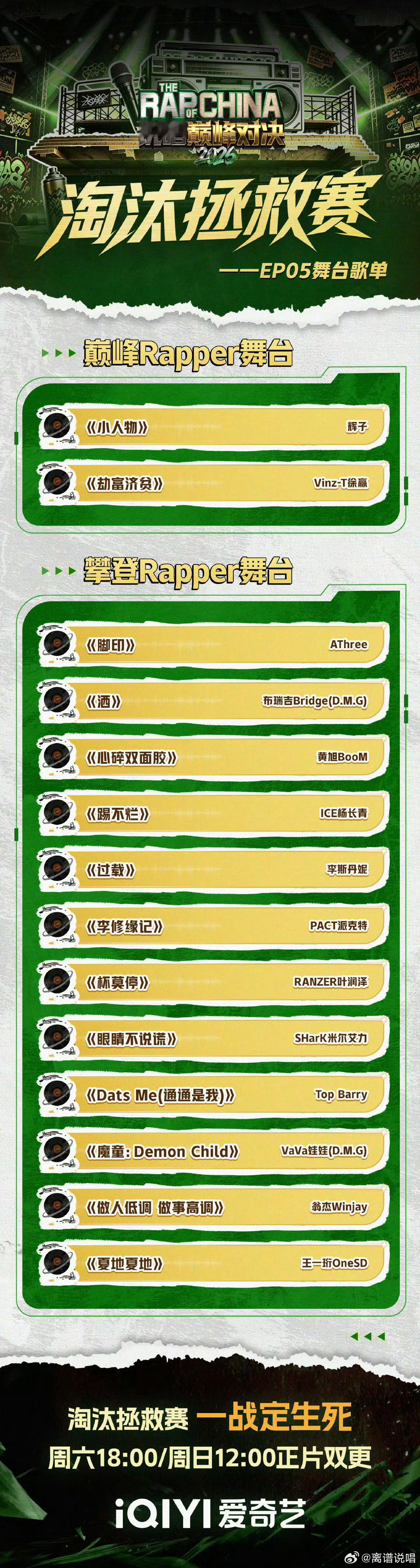 《说唱巅峰对决2026》第五期舞台公开！你最期待哪首？说唱巅峰对决2026