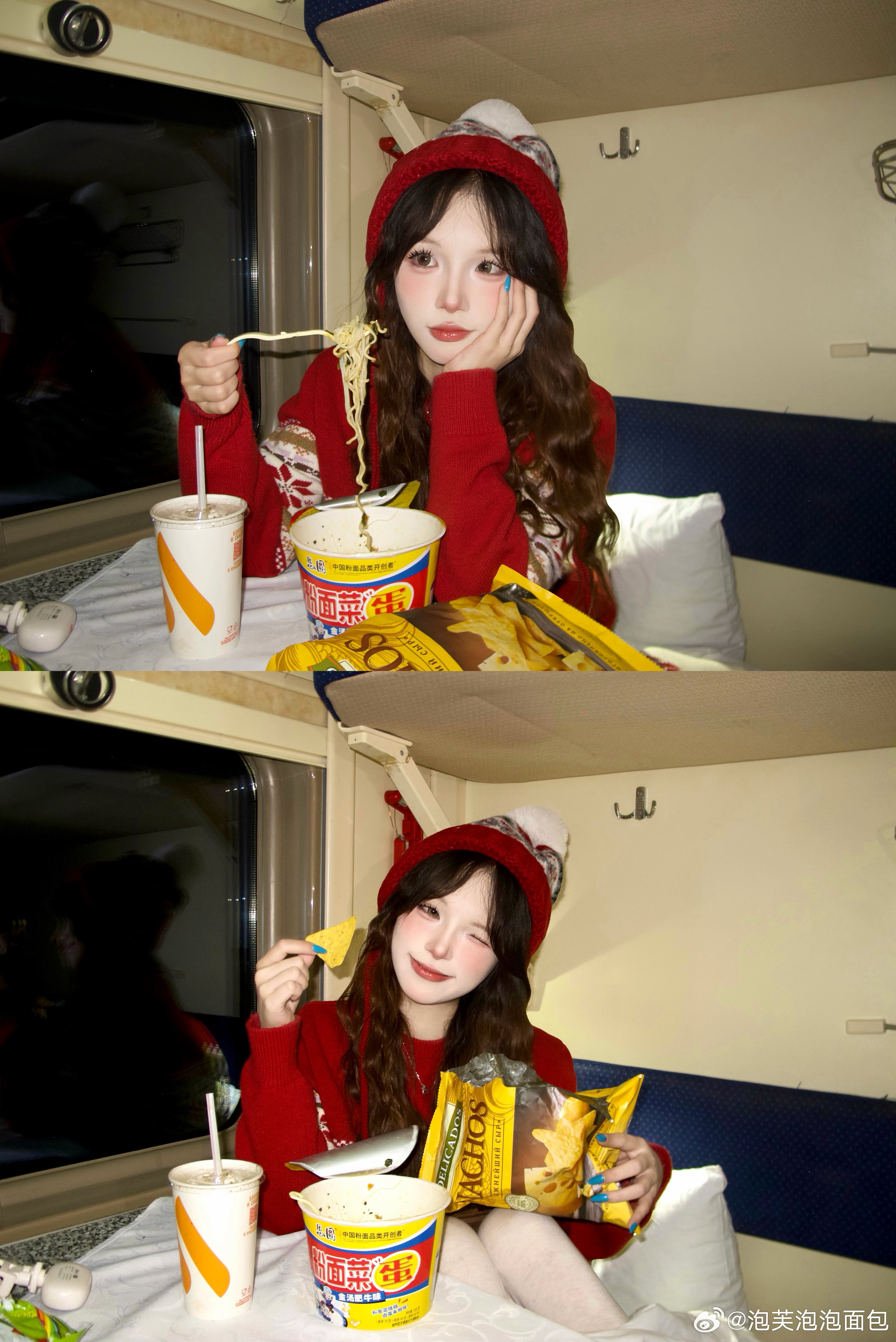 在火车上幸福的跨年日^^ 