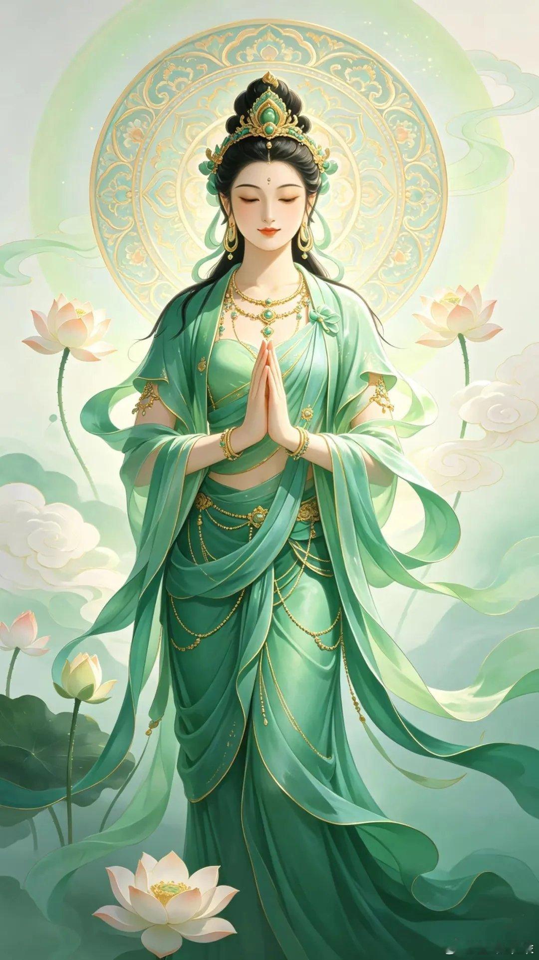 慈悲为怀普度众生青衣映莲观音菩萨壁纸...[祈祷][祈祷] ​​​
