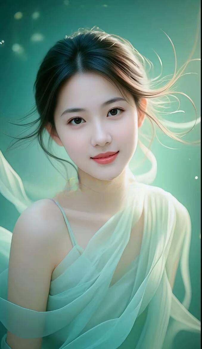 梦幻水下仙境，少女如水般纯净
