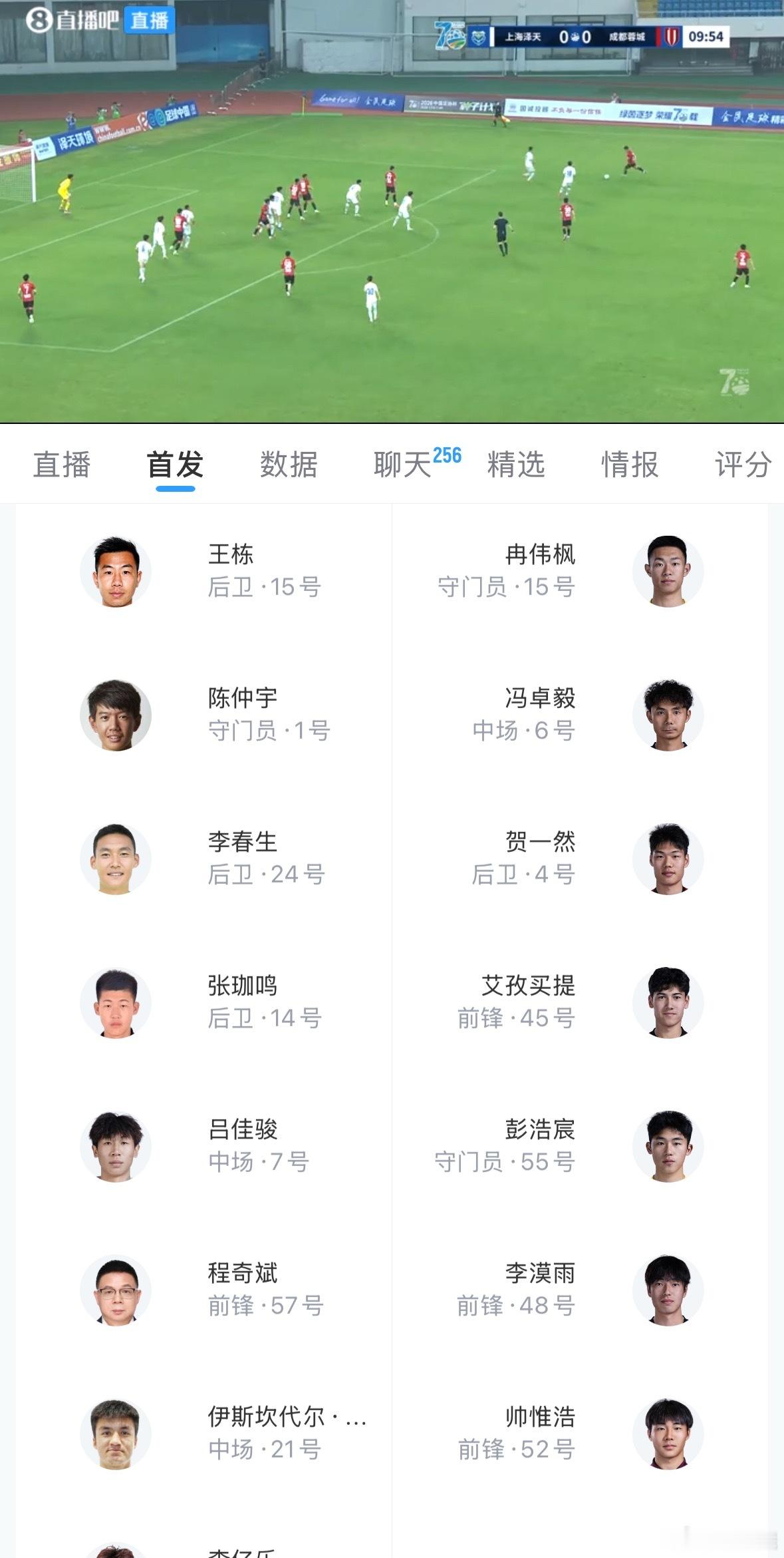 帅惟浩进入成都蓉城足协杯替补名单 