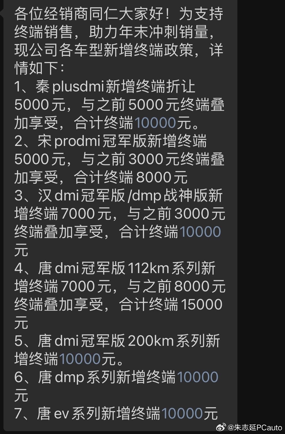 从经销商的朋友处确认，比亚迪的确要降价了，没想到年底还有一场肉搏战，看各家如何应