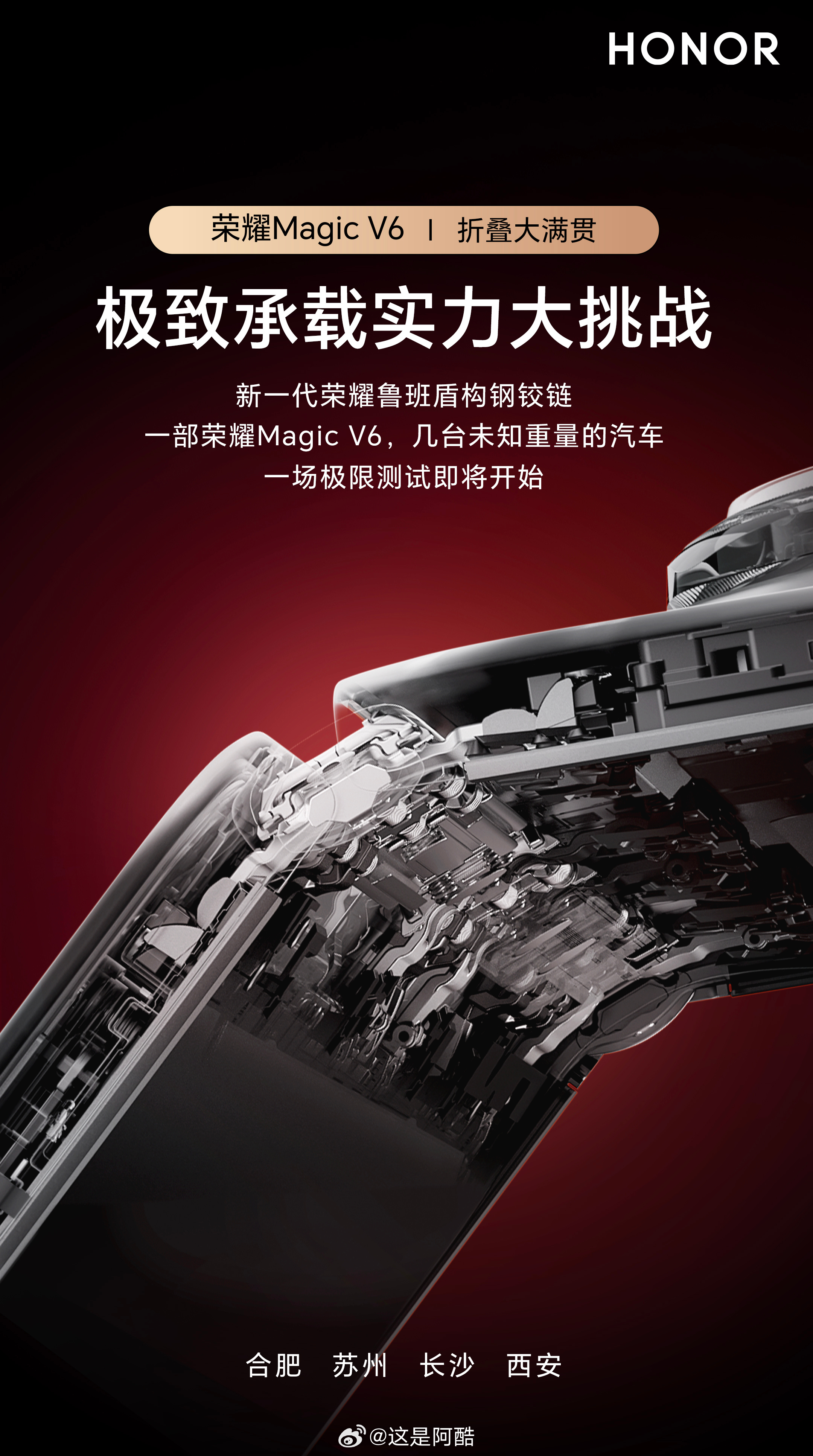 荣耀Magic V6 极致承载实力大挑战！新一代荣耀鲁班盾构钢铰链，它的承载极限