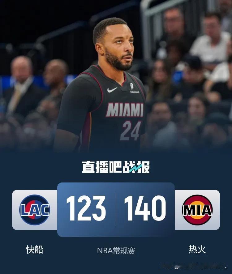 热火首发4人20+主场140:123轻松击退快船送对手五连败，快船旧将鲍威尔18